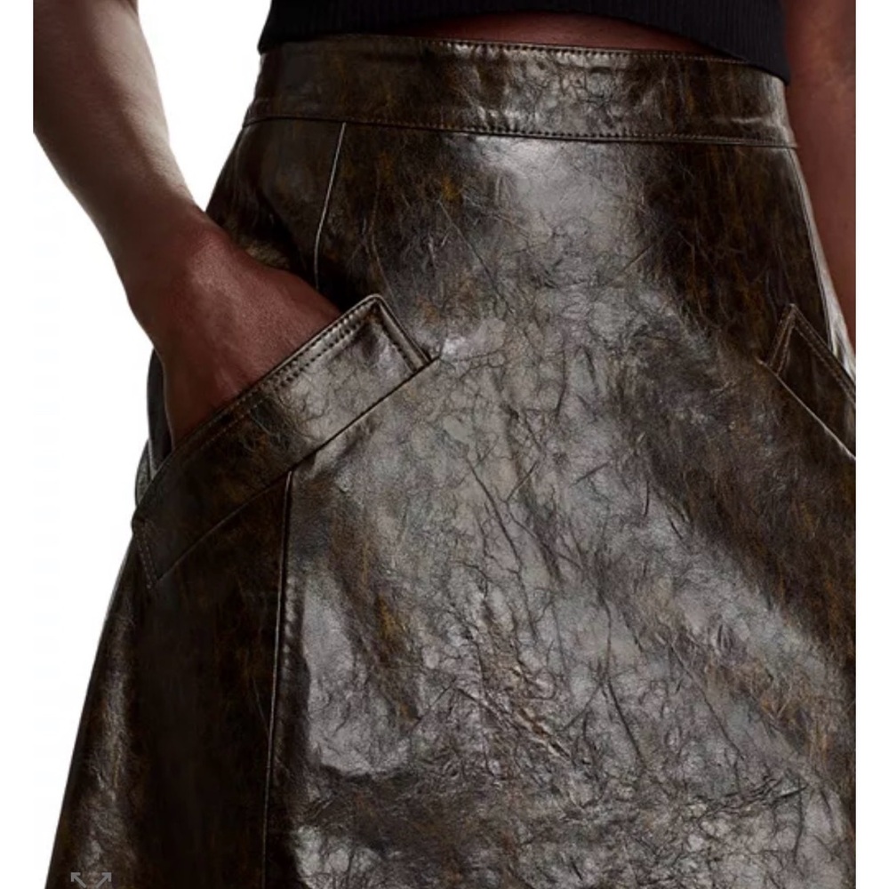 KOBI HALPERIN ZADIE SKIRT FAUX Brown Leather vegan Skirt Sz 4 NEW NWT - Picture 7 of 8
